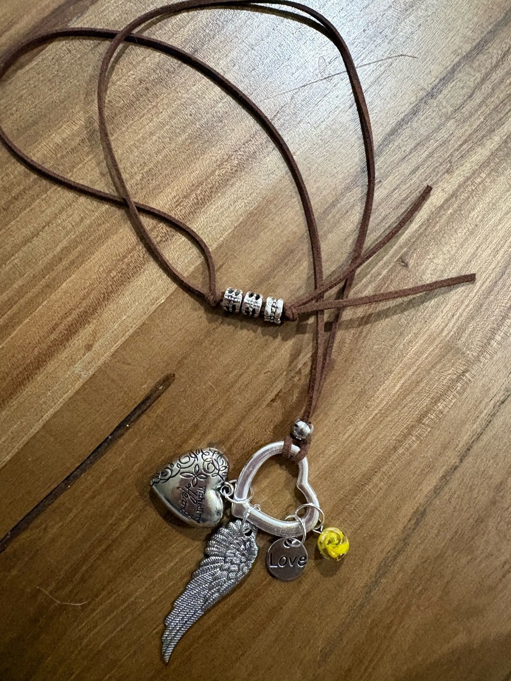 All of my Heart- Handmade Faux leather charm necklace